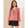 INSPIRE CHIC Women's Office Work Ruffle V Neck Long Sleeve Chiffon Peasant Blouse - 2 of 4