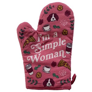 I'm A Simple Woman Oven Mitt Funny Coffee Dog Lover Pizza Cute Novelty Kitchen Glove - Crazy Dog Bakeware - 1 of 4