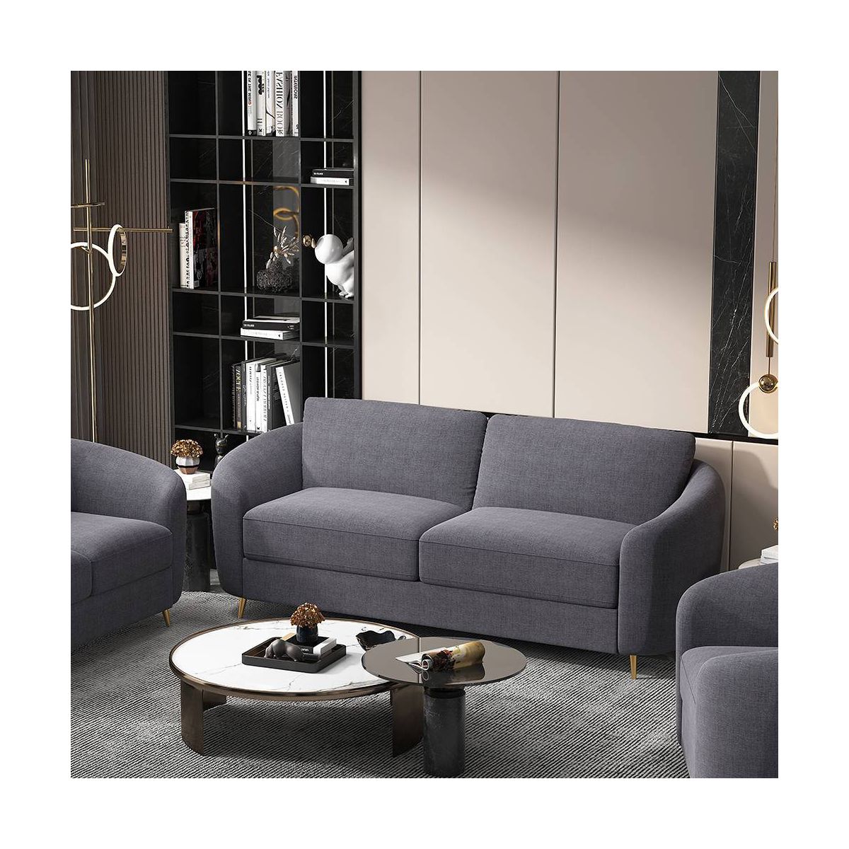 60" Yuina Sofa Gray Linen - Acme Furniture - thumbnail 6