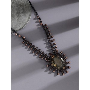SOHI Women's Amber Brown Party Stone Statement Necklace - 1 of 4