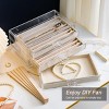 5-Drawer Dustproof Necklace Organizer Box, Clear Acrylic Case with Velvet Lining for Chain Display, Beige - 4 of 4