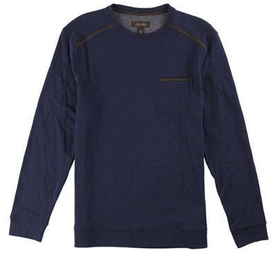 Tasso Elba Mens Faux-Suede Trim Basic T-Shirt