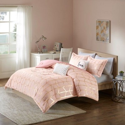 Sapphtopaz 4 Piece Sheet Set, Metallic Printed Comforter Set for Women, Men, Kids & Teens
