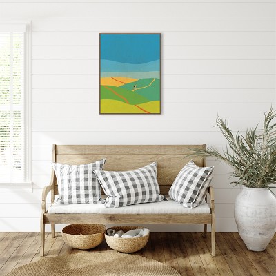 Vibrant Abstract Nature Vista Canvas Wall Art with Beaded Frame