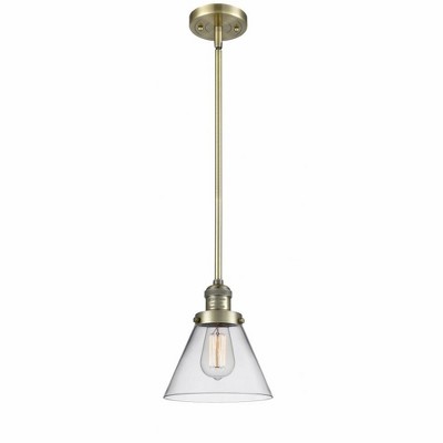 Cone - 1 Light Stem Hung Mini Pendant In Industrial Style-10 Inches Tall and 8 Inches Wide