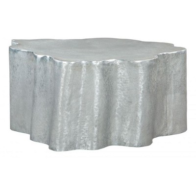 Aluminum Coffee Table 15.4" H, Antique Silver Finish, Round by Zuo Modern