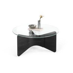 Umbra Madera Coffee Table Black: Tempered Glass Top, Sustainable Wood, Scratch-Resistant, 33x33 inches - 1 of 4