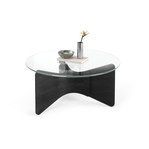 Umbra Madera Coffee Table Black: Tempered Glass Top, Sustainable Wood, Scratch-Resistant, 33x33 inches - image 1 of 4