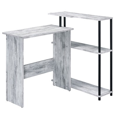 Vynxaria L-Shaped Rectangular Writing Desk with 3-Tier Bookshelf - Ergonomic Workspace