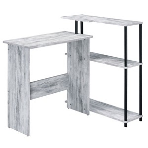 Vynxaria L-Shaped Rectangular Writing Desk with 3-Tier Bookshelf - Ergonomic Workspace - 1 of 4