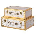 Vintiquewise Set of 2 Luxury Marble White and Gold Hand Luggage Suitcase for Decor