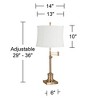 360 Lighting Westbury 36" Tall Skinny Large Traditional End Table Lamp Swing Arm Gold Antique Brass Finish Single Barr White Shade Living Room Bedroom - 4 of 4