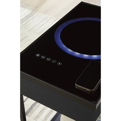 Black Metal and Glass Rectangular Accent Table with USB Charging