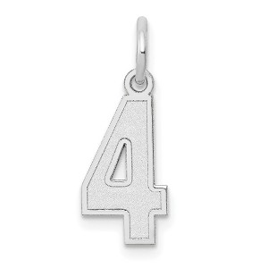 Black Bow Jewelry 14k White Gold, Jersey Collection, Small Number 4 Pendant - 1 of 4