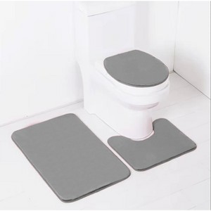 Home Mart Goods 3 Piece Grey Ultra Soft Thick Memory Foam Non-Slip Absorbent Bathroom Bath Mat Set - 1 of 4