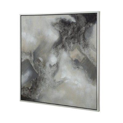 Stormy Skies 40" x 40" Abstract Canvas Wall Art with Silver Frame
