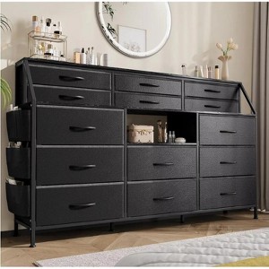 Nasitip 55" Fabric Dresser with 14 Drawers, 2 Shelves & Side Pocket, Sturdy Steel Frame, Wood Top, Anti-Tip Kit for Bedroom and Living Room - 1 of 4