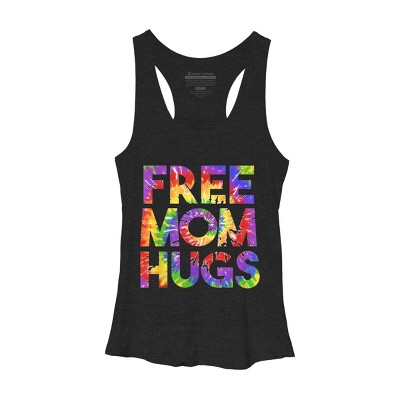 Adult Design By Humans Tie Dye Rainbow Pride Free Mom Hugs By Avocato Racerback Tank Top
