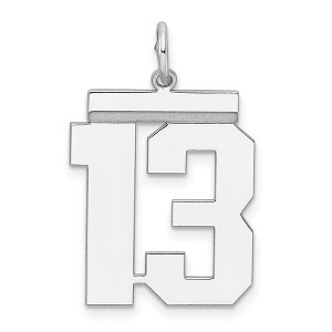 Black Bow Jewelry Sterling Silver, Athletic Collection, Large Polished Number 13 Pendant - 1 of 4