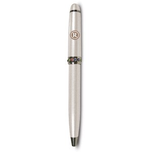 Pavilion Gift Company - "R" Monogrammed Pearl Pen - 4.25" with Colored Gems - Pens - 1 of 1
