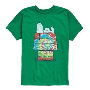 Boys' - Peanuts - Snoopy Tie Dye House Short Sleeve Graphic T-Shirt - 1 of 4