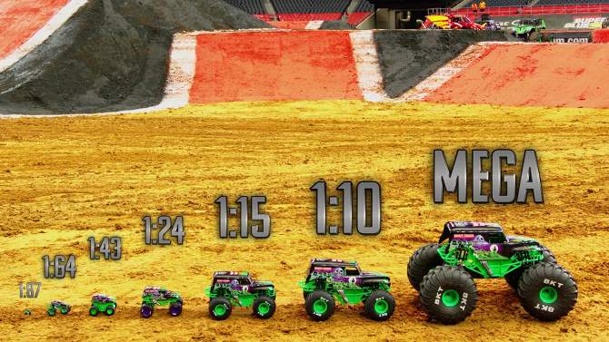 Monster Jam Official Grave Digger vs Megalodon Racing Rivals Remote Control Monster Trucks - 1:24 scale - 2 pk, 2 of 15, play video
