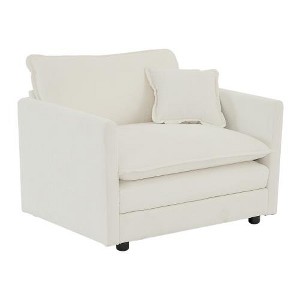 SYFERLORY Comfy Deep Single Seat Sofa Upholstered Reading Armchair Living Room Chair White Chenille Fabric , 1 Toss Pillow - 1 of 1