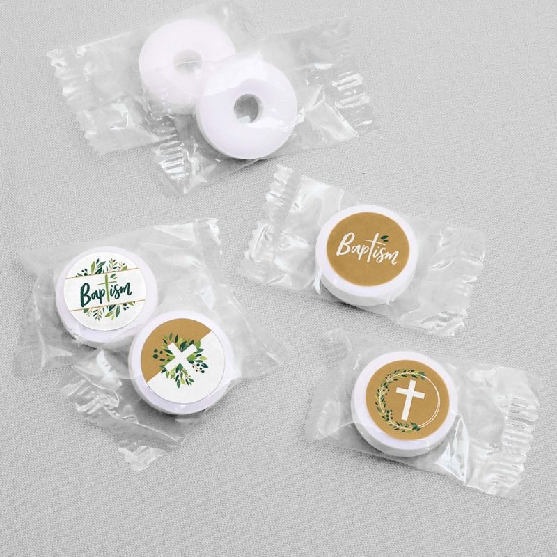 Big Dot of Happiness Baptism Elegant Cross - Religious Party Round Candy Sticker Favors - Labels Fits Chocolate Candy (1 sheet of 108), 3 of 7
