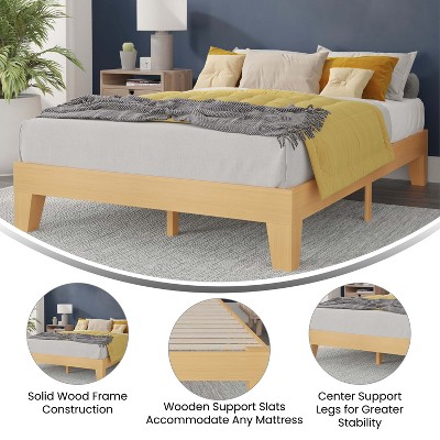 Evelyn Natural Pine Full Platform Bed with Slats
