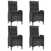 vidaXL Black Poly Rattan Garden Lounge Set - Reclining Chairs with Cushions and Acacia Wood Table, Modern Outdoor Patio Dining Furniture - 4 of 4