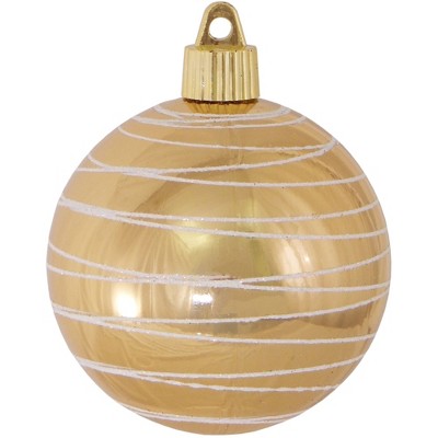 Christmas by Krebs 4ct Gold and White Tangles Shatterproof Shiny Christmas Ball Ornaments 3.25" (80mm)