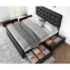 Full Size Bed Frame with 4 Storage Drawers and Headboard, Linen Upholstered Platform Bed Frame with Wooden Slats Support, Button Tufted Design - 4 of 4