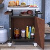 Outdoor Grill Cart, Dining Cart Table with Stainless Steel Top, Storage Space, Hooks and Spice Rack, Rolling Serving Cart Movable Food BBQ Prep Table - 2 of 4