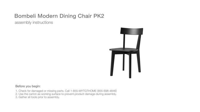 Set of 2 Bombelli Modern Dining Chair Black - Threshold&#8482;, 2 of 13, play video