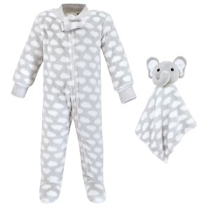 Hudson Baby Flannel Plush Sleep and Play and Security Toy, Elephant Cloud - 1 of 4