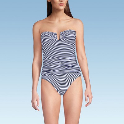 Lands' End Women's Slender Bandeau U-Wire Tankini Swimsuit Top