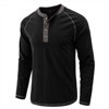 Men's Long - Sleeve Henley Shirt, Crew Neck T - Shirt for Fall, Casual Base Layer Top - 4 of 4