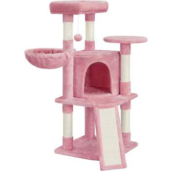 Pet Life Paw-Pleasant Eco-Natural Sisal and Jute Hanging Carpet Kitty Cat Scratcher with Toy, Pink