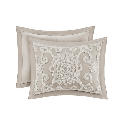 Suzanna Taupe Cotton Embroidered Full/Queen Duvet Set