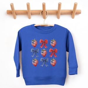 The Juniper Shop Coquette Bows And USA Strawberries Toddler Sweatshirt - 1 of 4