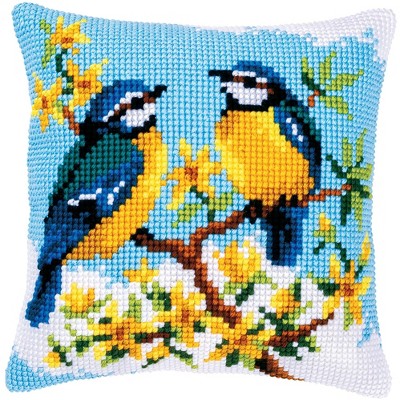 Vervaco Counted Cross Stitch Cushion Kit 16"X16"-Blue Tits