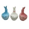 Transpac Ceramic Patterned Bunny Egg Cup Set of 3 Easter Home Decorations - 3 of 3