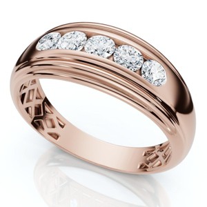 Pompeii3 Mens 1/2ct 5-Stone Diamond Wedding Ring Gold Lab Created - 1 of 4