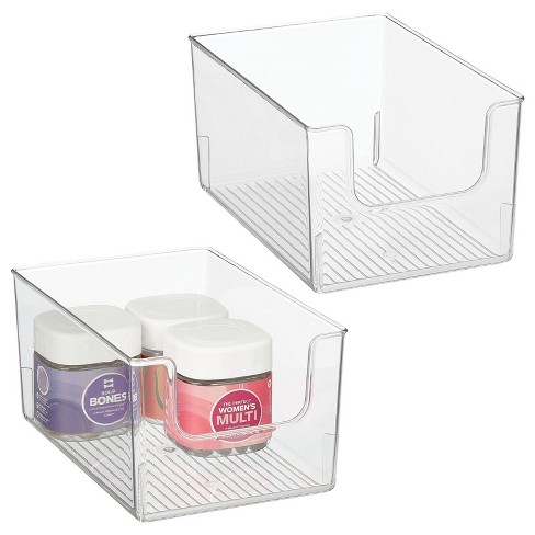 mDesign Stackable Plastic Storage Organizer Container Bin with Handles for Bathroom 