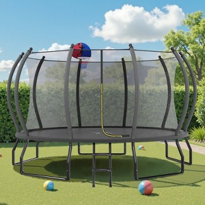 AMERLIFE 8FT 10FT 12FT 14FT 15FT 16FT Outdoor Trampoline with Enclosure Net and Ladder, Recreational Trampolines for Kids and Adults - 1 of 4