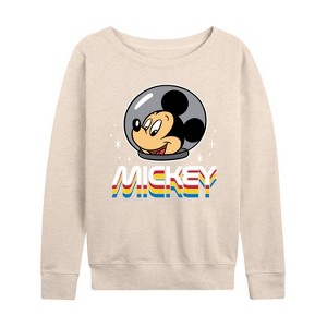 Women's - Disney - Mickey Portrait Retro Lightweight French Terry Wide Neck Long Sleeve Shirt - 1 of 4