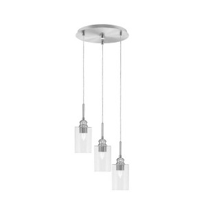Toltec Lighting Edge 3 - Light Pendant in  Brushed Nickel with 4" Clear Bubble Shade - 1 of 1