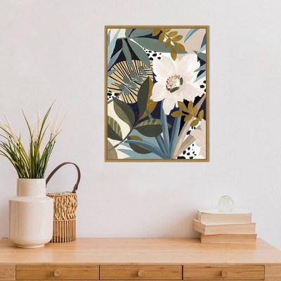 Floral Symphony I Gold Framed Canvas Wall Art