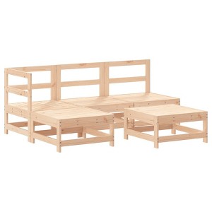 vidaXL Garden Lounge Set Natural Wood Solid Pine Wood (Untreated) Large - Natural Pine - 1 of 4
