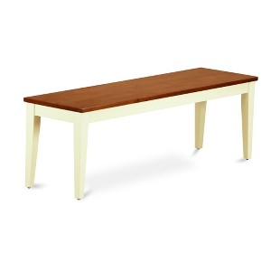 HomeStock Dining Room Bench with Wood Seat, 54x15x17 Inch, Buttermilk & Cherry - 1 of 2